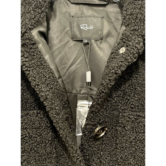 Rails $348 Connie Black Teddy Jacket Button Up Shacket Thick Medium NWT - Picture 5 of 7
